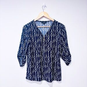 INC INTERNATIONAL‎ CONCEPTS – Navy blouse with knot print | Medium *